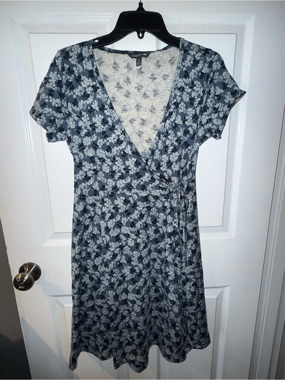 Toad&Co Navy and White Floral Wrap Midi Dress